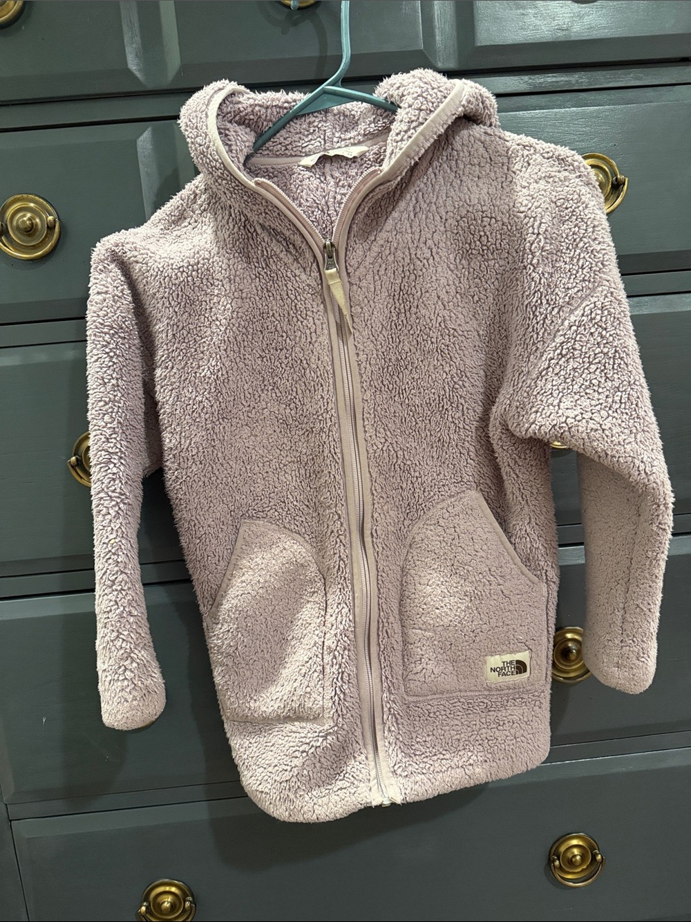 Girls North Face Lavender Plush Sherpa Zip Hoodie
